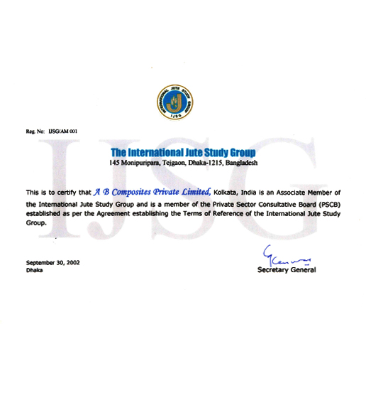 CERTIFICATE OF INTERNATIONAL JUTE STUDY GROUP